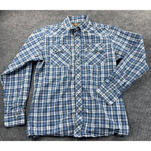Wrangler Retro Shirt Boys XL Blue Plaid Western Pearl Snap‎ Long Sleeve Cowboy
